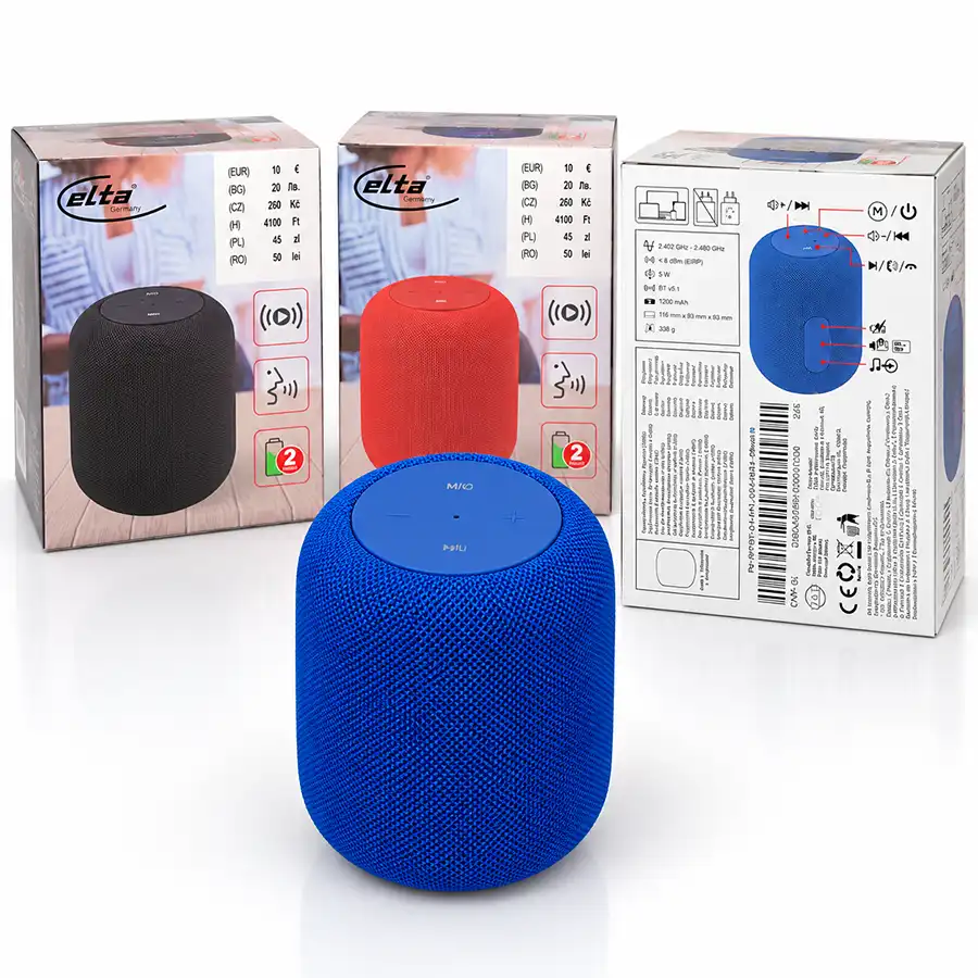 elta 便携式多功能蓝牙音箱 支持AUX/TF卡/USB播放 小巧便携 黑红蓝三色随机发